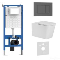 Комплект 3в1 IBERICA BLANCA инсталляция SILENCIO, унитаз TOLEDO ALTO белый, кнопка смыва ESTI-S серый матовый (IB001.TLA.234.856) — фото 1, Комплекты унитаз + инсталляция