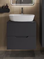 Orange Line Li-60TugMDF+B08-500W тумба с раковиной подвесная 60 см, графит/белый Li-60TugMDF+B08-500W — фото 2, Тумбы с раковиной