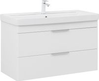 Тумба с раковиной Aquanet Ирис new 100 подвесная 2 ящ. цв. белый глянец 00342095 — фото 2, Тумбы с раковиной