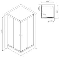 Ограждение VIVA90B N душевое Ceruttispa без поддона (90x90x195) — фото 80, Прямоугольные душевые уголки