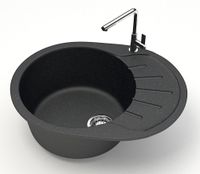 Кухонная мойка AZARIO Light 575х440х215) искусственный мрамор, цвет Черный арт-CS00079920 — фото 1, Кухонные мойки