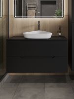 Orange Line Li-100TubMDF+B07-500W тумба с раковиной подвесная 100 см, черный/белый Li-100TubMDF+B07-500W — фото 3, Тумбы с раковиной