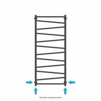 Полотенцесушитель водяной Сунержа Сирокко 1200х500 Матовый чёрный арт-31-0253-1250 — фото 3, Водяные полотенцесушители