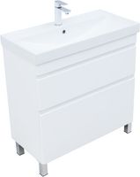 Тумба с раковиной Aquanet Слим 80 напольная 2 ящ. цв.белый сатин 00348182 — фото 1, Тумбы с раковиной