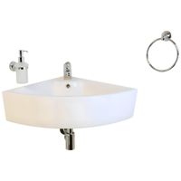 Раковина угловая закругленная GS, 48x48x15 cm, белая керамика 32267 — фото 12, Раковины