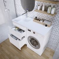 Тумба напольная "ВИЛАР-50" под стиральную машину с 2-я ящ. белая (ум. Камилла-110) 125011 — фото 2, Комоды и тумбы для ванной комнаты