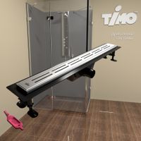 К-т водоотводящий желоб SP10-600 из пластика, с порогами из нерж. стали + Декор. решетка DG10-600 арт-SP10600-DG10600 — фото 1, Душевые лотки