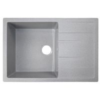 Кухонная мойка AZARIO Rio 750x505x185 искусственный мрамор, с "крылом", сифон в комплекте, цвет серый арт-CS00105229 — фото 4, Кухонные мойки