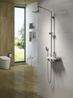 Tropic Смеситель для ванны-душа, пов.аэратор верх.лейка'Троп.дождь',Терм, хром/белый, LM, арт-LM7008C — фото 2, Душевые стойки