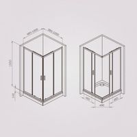 W90G-403-100100-BT Gem душевое огражд квадратн.,раздвиж.двери 100x100 черный мат.,стекло прозрачн — фото 5, Душевые кабины и ограждения