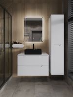 Orange Line тумба с раковиной подвесная 80 см, белый/черный арт-Li-80TuwMDF+B01-475MB — фото 5, Тумбы с раковиной