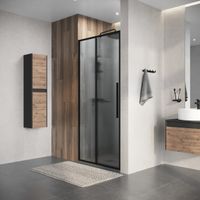 Дверь в нишу Niagara Nova NG-84-L10CHB (100х195) черный матовый,раздвижная влево,стекло шиншилла,1 место — фото 5, Раздвижные душевые двери