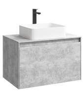 Подвесная тумба 80 см с двумя ящиками: основной и внутренний, скрытый за фасадом. Цвет бетон светлый; с умывальником арт-MOB0108BS+MOB0708BS — фото 5, Тумбы с раковиной