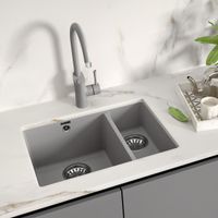 Кухонная мойка Lemark SINARA 550.2-U подстольного монтажа с доп.чашей из кварцгранита, Грей арт-9910081 — фото 2, Кухонные мойки