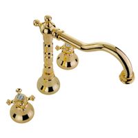 PRESTIGE См-ль д/раковины излив "змейка", на 3 отв., донный клапан "click-clack", золото 31619 — фото 3, Смесители для раковины