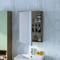 Зеркальный шкаф Бриклаер КРИСТАЛЛ 56 см, дуб гранж песочный арт-4627125417221 — фото 3, Шкафы для ванной