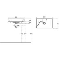 Раковина Слим Синерджи 55 белый JORNO арт-17055-KL — фото 3, Раковины накладные