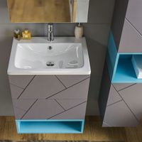 Тумба с раковиной и нишей Бриклаер КРИСТАЛЛ 60, графит/муссон — фото 5, Тумбы с раковиной