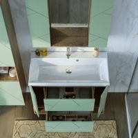 Комплект мебели для ванной Бриклаер КРИСТАЛЛ 90ZF, фисташковый/дуб гранж песочный — фото 9, Комплекты мебели для ванной