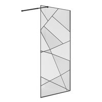 Душевая перегородка Niagara Nova NG-680-12BLACK (120х195) черный матовый,стекло прозрачное с рисунком,1 место — фото 1, Душевые перегородки