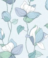 Обои Marburg Flora Винил на флизелине (0,53*10,05) Зеленый/Голубой, Цветы/Листья арт-47473 — фото 1, Обои для стен