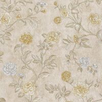 Обои Zambaiti Parati Satin Flowers IV Винил на флизелине (0,53*10,05) Коричневый/Бежевый/Серый, Цветы арт-Z66803 — фото 1, Обои для стен