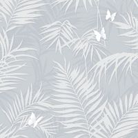 Обои Andrea Rossi Stromboli Винил на флизелине (1,06*10) Серый, Листья/Бабочки арт-54348-5 — фото 1, Обои для стен