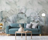 Панно Zambaiti Parati Satin Flowers IV Винил на флизелине (3*5,1) Серый/Голубой, Листья/Цветы арт-Z66874 — фото 2, Обои