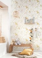 Обои детские Casadeco Rose Nino Винил на флизелине (0,53*10,05) Зеленый, Животные/Листья арт-85647576 — фото 2, Обои для стен