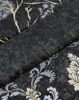 Обои Emiliana Parati Damasco Reale Винил на флизелине (1,06*10,05) Черный/Голубой/Золото, Листья/Цветы арт-73418 — фото 2, Обои для стен