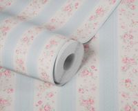 Обои AS Creation Maison Charme Винил на флизелине (0,53*10,05) Белый/Голубой/Розовый, Полоса/Цветы арт-39069-1 — фото 2, Обои