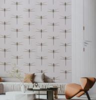 Обои Andrea Rossi Cavolli Винил на флизелине (1,06*10,05) Белый, Насекомые арт-54426-1 — фото 4, Обои для стен