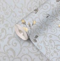 Обои Prima Italiana Colomba Винил на флизелине (1,06*10) Серый/Желтый, Вензель/Цветы арт-80601 — фото 2, Обои