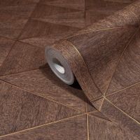 Обои Marburg Travertino Винил на флизелине (1,06*10,05) Коричневый, Геометрия/Ромб/Под дерево арт-33061 — фото 4, Обои