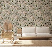 Обои Marburg Flora Винил на флизелине (0,53*10,05) Зеленый/Бежевый/Розовый, Цветы арт-47464 — фото 3, Обои