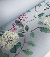 Обои Andrea Rossi Cheradi Винил на флизелине (1,06*10,05) Голубой/Зеленый, Птицы/Цветы арт-54396-5 — фото 2, Обои для стен