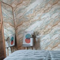 Обои Wiganford by Solo Lunman Винил на флизелине (1,06*10,05) Бирюзовый/Коричневый, Мрамор арт-ER1605 — фото 2, Обои