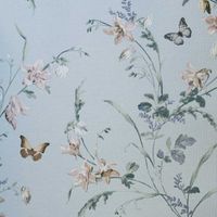 Обои Andrea Rossi Gavi Винил на флизелине (1,06*10) Голубой/Зеленый/Розовый, Бабочки/Цветы арт-54373-5 — фото 1, Обои для стен