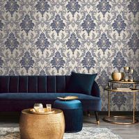 Обои Emiliana Parati Tesori dOriente Винил на флизелине (1,06*10,05) Бежевый/Синий, Дамаск арт-97232 — фото 2, Обои