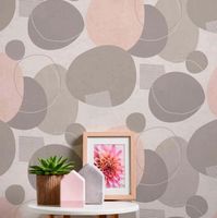 Обои AS Creation Geo Effect Винил на флизелине (0,53*10,05) Розовый/Серый, Геометрия арт-38595-2 — фото 3, Обои