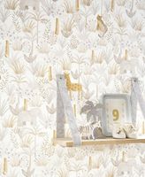 Обои детские Casadeco Rose Nino Винил на флизелине (0,53*10,05) Серый, Животные/Листья арт-85641618 — фото 2, Обои для стен