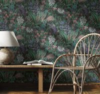 Обои Marburg Flora Винил на флизелине (0,53*10,05) Черный/Фиолетовый/Серый/Зеленый, Цветы/Листья/Штукатурка арт-47475 — фото 5, Обои