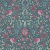 Обои AS Creation Maison Charme Винил на флизелине (0,53*10,05) Бирюзовый/Зеленый/Розовый, Птицы/Цветы арт-39075-4 — фото 1, Обои