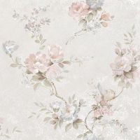 Обои Zambaiti Parati Satin Flowers IV Винил на флизелине (0,53*10,05) Бежевый/Розовый/Голубой, Цветы арт-Z66857 — фото 1, Обои для стен