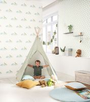 Обои детские Casadeco Rose Nino Винил на флизелине (0,53*10,05) Белый/Бежевый/Сиреневый, Животные арт-85532242 — фото 2, Обои