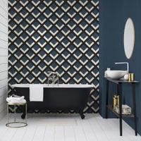 Обои RASCH Denzo II Винил на флизелине (0,53*10,05) Зеленый/Черный/Белый, Ромб арт-401936 — фото 3, Обои