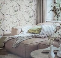 Обои Andrea Rossi Gavi Винил на флизелине (1,06*10) Зеленый/Розовый/Сиреневый, Бабочки/Цветы арт-54373-7 — фото 3, Обои