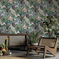 Обои Marburg Flora Винил на флизелине (0,53*10,05) Черный/Фиолетовый/Серый/Зеленый, Цветы/Листья/Штукатурка арт-47475 — фото 3, Обои