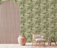 Обои Zambaiti Parati Savana Винил на флизелине (0,53*10,05) Бежевый/Зеленый, Листья/Шкура арт-77543 — фото 3, Обои