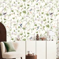 Обои Andrea Rossi Stromboli Винил на флизелине (1,06*10) Черный/Разноцветный, Листья/Цветы/Птицы арт-54346-5 — фото 2, Обои для стен